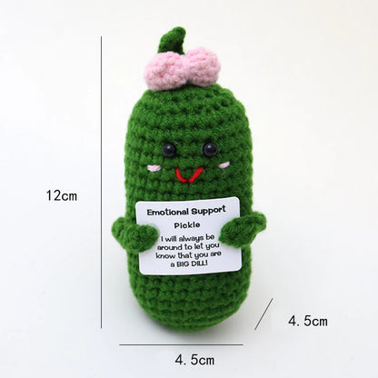 Positive Crochet Handmade Amigurumi Doll Emotional Support Pocket Hug Knit Plant Flower Encouragement Gift for Friends Coworker