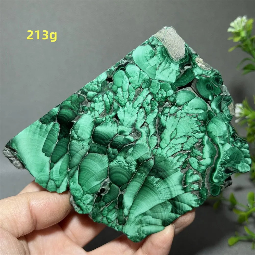 Natural High-Quality And Beautiful Malachite Slate Mineral Raw Stone Therapy Meditation Prayer Energy Home Decoration+Bracket