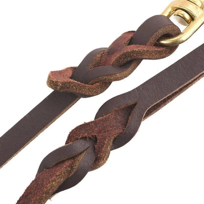 Training Walking With Copper Hook Leather Braided Dog Leash Brown Soft Dog Traction Rope Durable Long German Shepherd