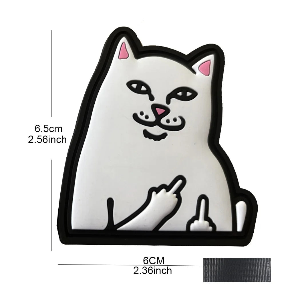 New Outdoor Bag Accessories: Satirical Cat Badge Graffiti Cat 3D PVC Magic DIY Bag Stickers Backpack Hook and Loop Patch
