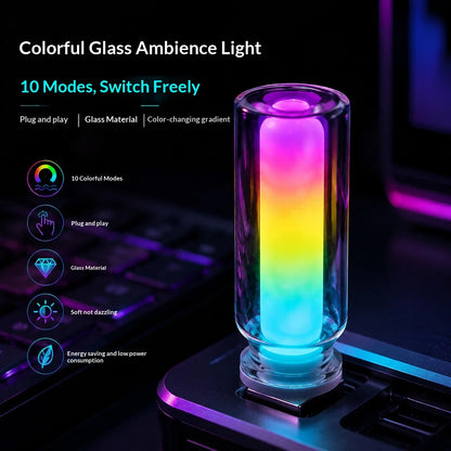 USB Glass Bottle RGB Ambient Light 10 Lighting Modes Gradient LED Atmosphere Lamp For Gaming Room Bedroom Car Decoration