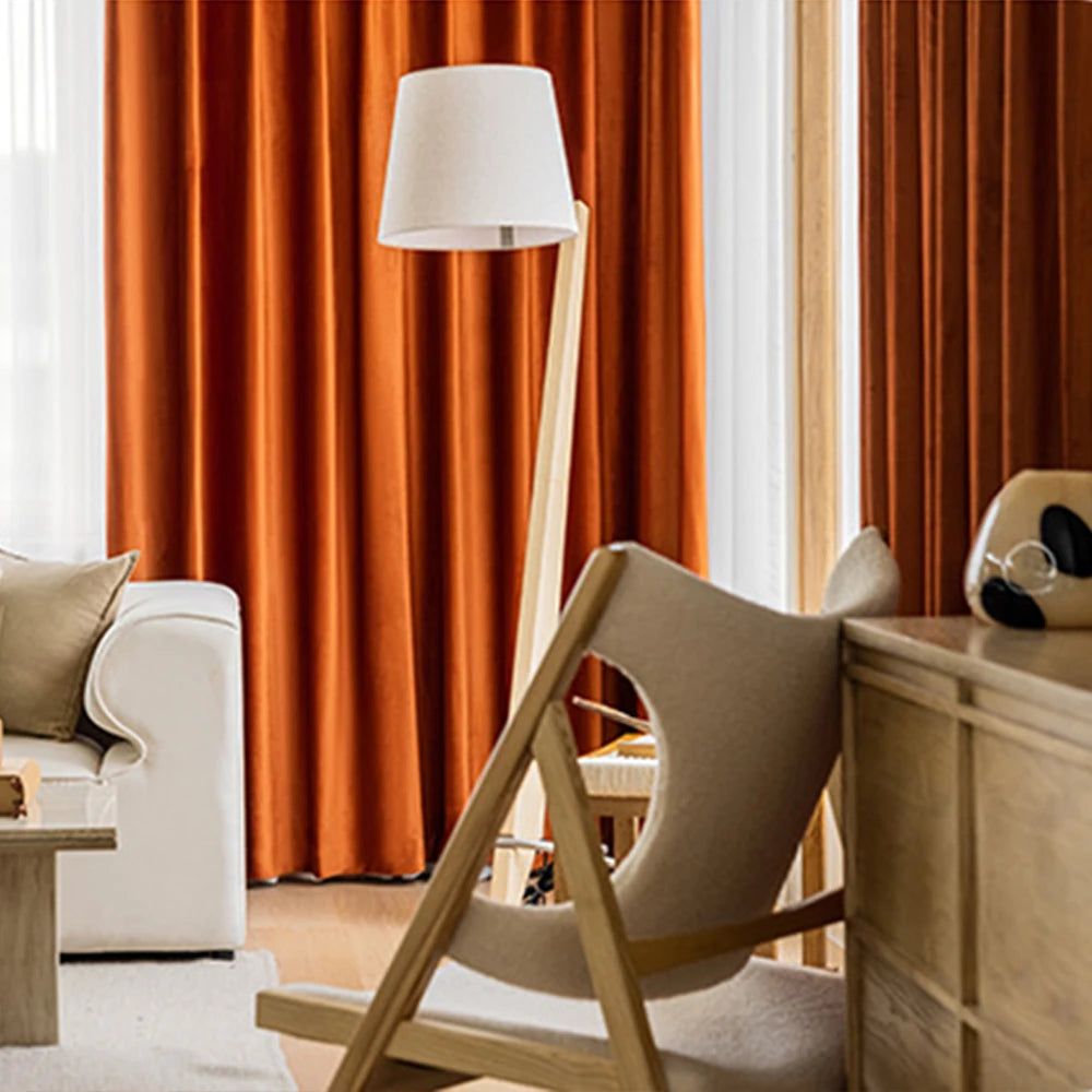 Modern Simple Style Solid Color Windproof Warm Curtains, Thickened Noise-Reducing Living Room Bedroom High-End Full Shade Punche