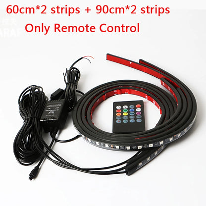 Car Charssis Flexible LED Strip Light LED Underbody Remote /APP Control RGB Neon Lights Ambient Atmosphere Auto Decorative Lamp