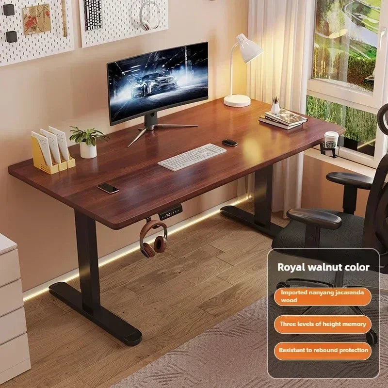 Solid Wood Electric Lifting Desk, Intelligent Computer Desk, Adjustable Gaming Desk, Home Learning and Office Desks, Workbench