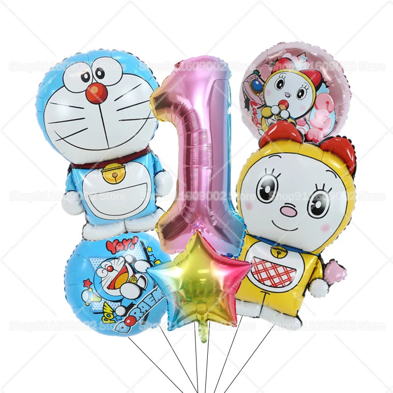 Doraemons Number 1-10 Balloons Girls Boys Birthday Decorations Baby Shower Gender Reveal Balloon Party Supplies Kids Toys Gift
