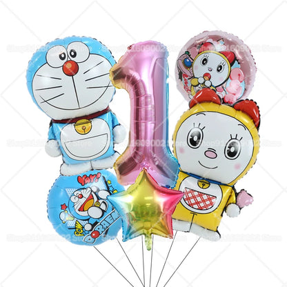 Doraemons Number 1-10 Balloons Girls Boys Birthday Decorations Baby Shower Gender Reveal Balloon Party Supplies Kids Toys Gift