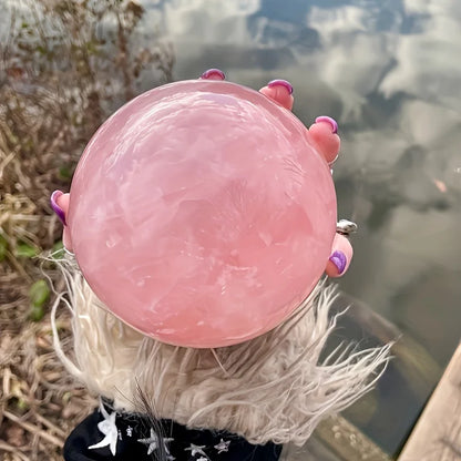 Rose quartz crystal ball, love crystal, used for home decoration, desktop ornaments, holiday gifts