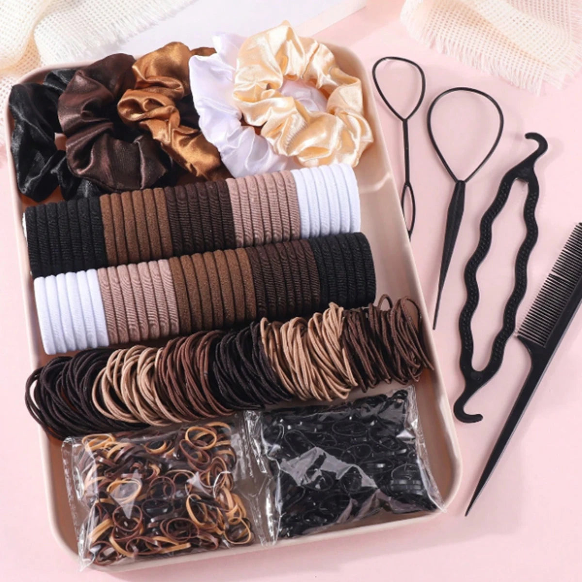1109 Pieces of Fashionable and Simple Hair Tie Set, Fresh and Simple Hair Accessories for Women, Suitable for Campus Wear, Everyday Versatile, Gift for Friends
