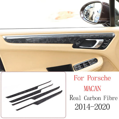 Real Carbon Fiber For Porsche Macan 2014-2020 Inner Door Central Control Gear Panel Cover Door Sill Trim Stickers Accessories
