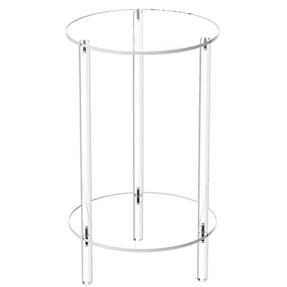 Acrylic Round End Table Small Round Side Table End Table Clear Small Round Table Acrylic Transparent Coffee Table for Bedroom