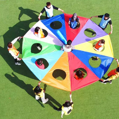 Rainbow Parachute Knock Gopher Multiplayer Interactive Hide Seek Outdoor Children Group Game Leisure Party Toy Gift Adults kids