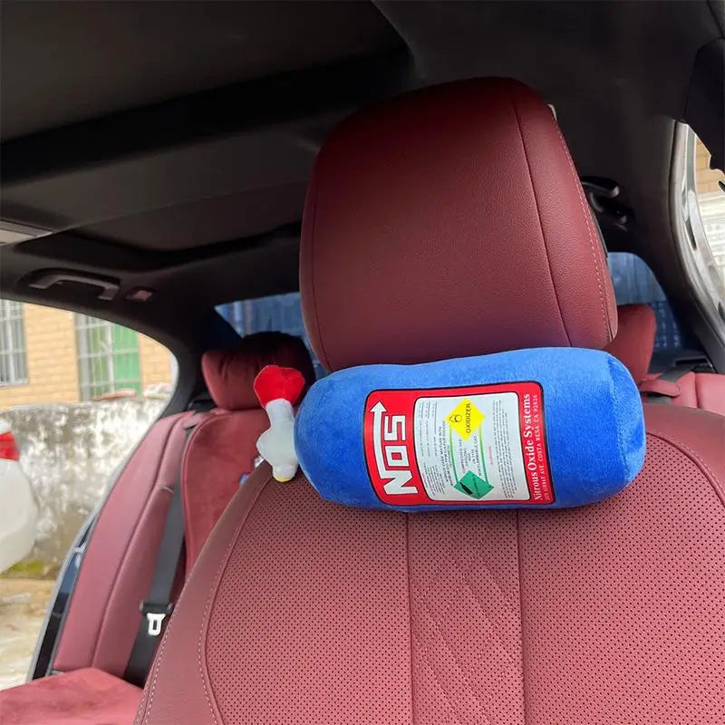Car Seat Neck Pillow Creative NOS Nitrous Oxide Bottle Soft Plush Car Headrest Car Decoration Neck Support Seat Cushion