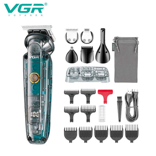 VGR 102 6-in-1 high-end men's hair clipper professional shaver oil head carving electric pusher nose hair trimmer hair remover