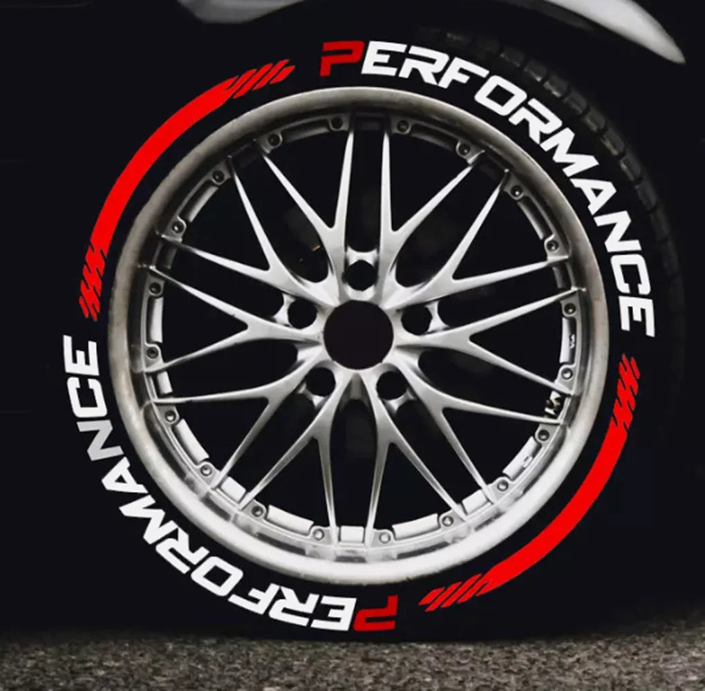 8Pcs/Lot Car Tire Decor Stickers Car Tuning Universal 3D Permanent PVC Joined Stickers Automotive Label Letters for Performance