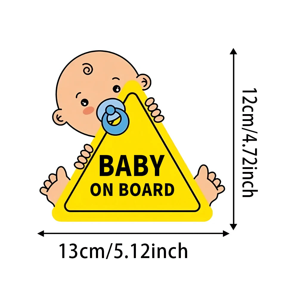 13x12cm Baby On Board Waterproof Vinyl Car Decals, for Windows, Bumper, Exterior Decorative Accessories Blocking Scratches
