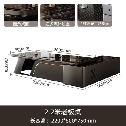 Narrow Unique Designer Office Desk Black Upgrades Storage Modern Computer Desks L Shape Drawers Scrivania Work Station Table