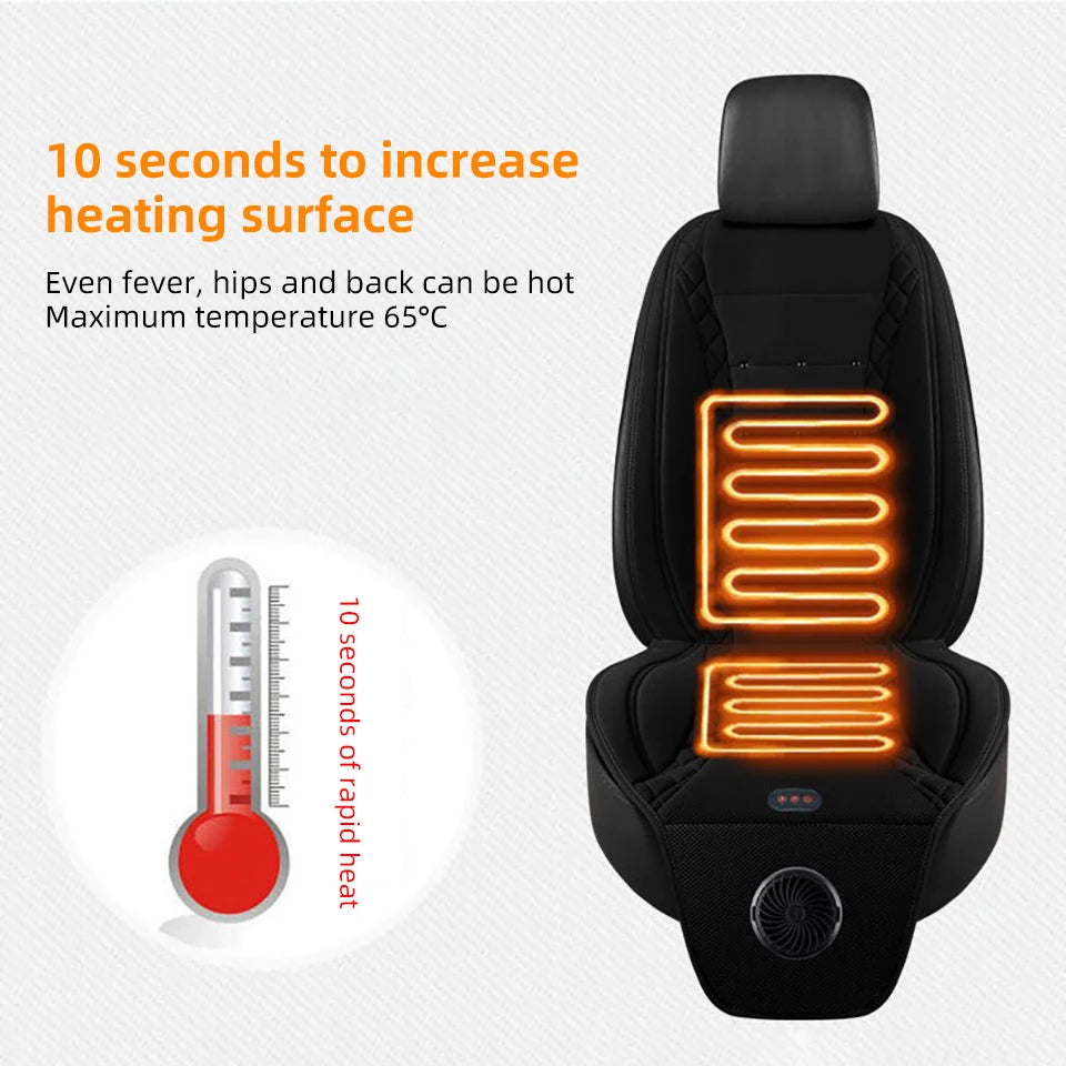 2In1 Car Seat Cover Heating Cooling Seat Cushion 12V Winter Heating Warmer＆Summer Cooling Ventilation Seat Automotive Interior