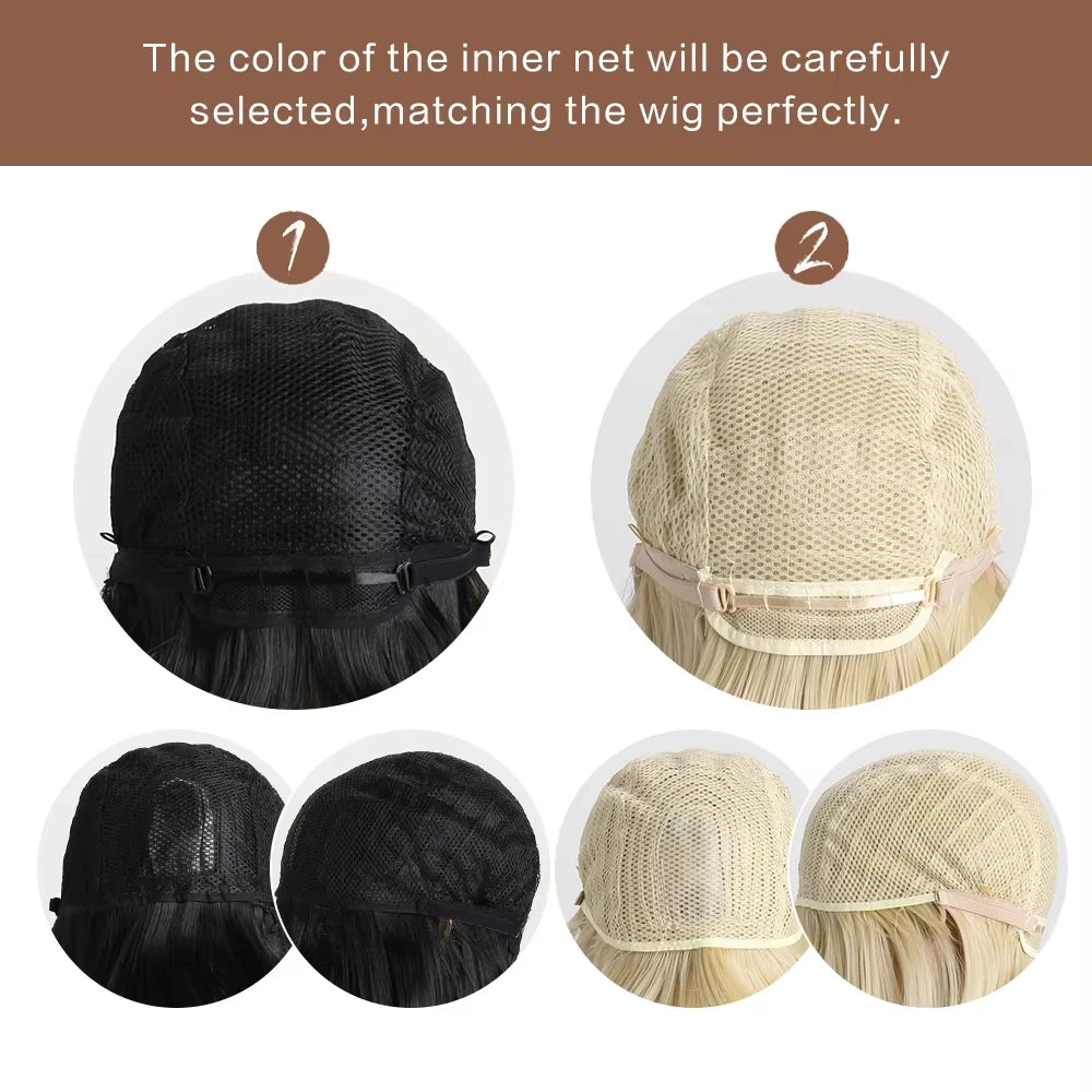 White Long Straight Wigs for Women with Bangs Natural Looking Synthetic Hair Wig for Halloween Cosplay Daily Use