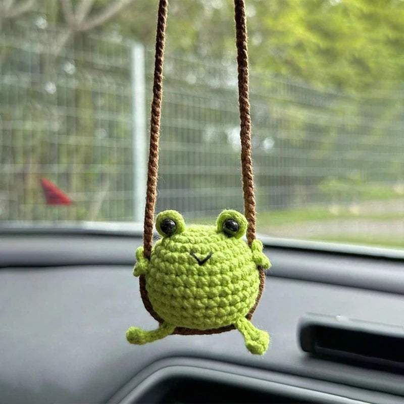 Cute Duck & Frog Car Hanging Ornament, Rearview Mirror Pendant, Kawaii Interior Decoration Gift, Fits Most Vehicles