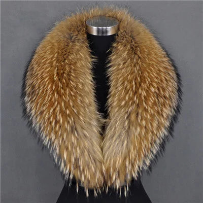 Real Raccoon Fur Collar Women Natural Fur Scarf  Winter Large Size Warm Wraps  Furry Fur Scarves for Coat Jackets Collars