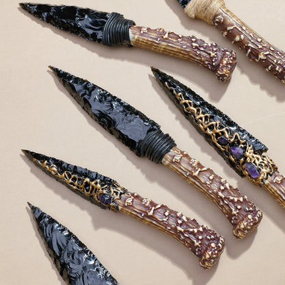 1PC Crystal Obsidian model | Natural Stone Model Knife | Polished Unbladed Craft | Crystal Decorative Art Not a real