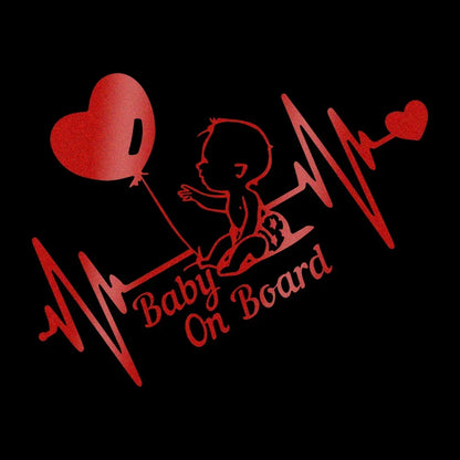 Heartbeat Balloon Baby on Board Car Sticker 3D Cartoon Baby In Car Auto Window Reflective Decor Decoration Exterior Accessories