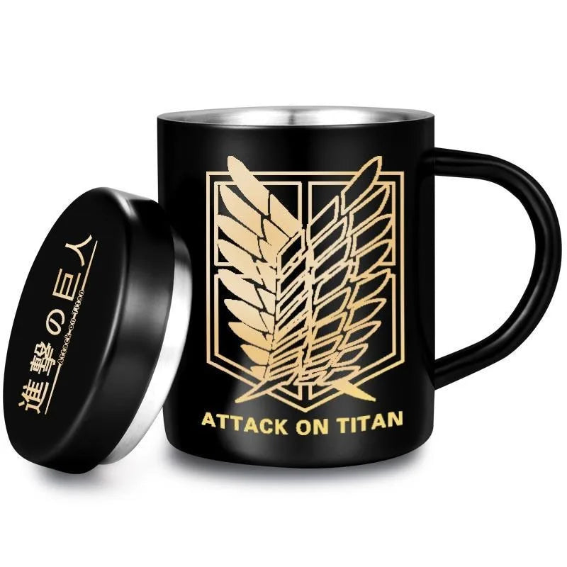 New Attack on Titan anime peripherals 304 stainless steel mug two-dimensional creative cartoon wings of freedom water cup gift