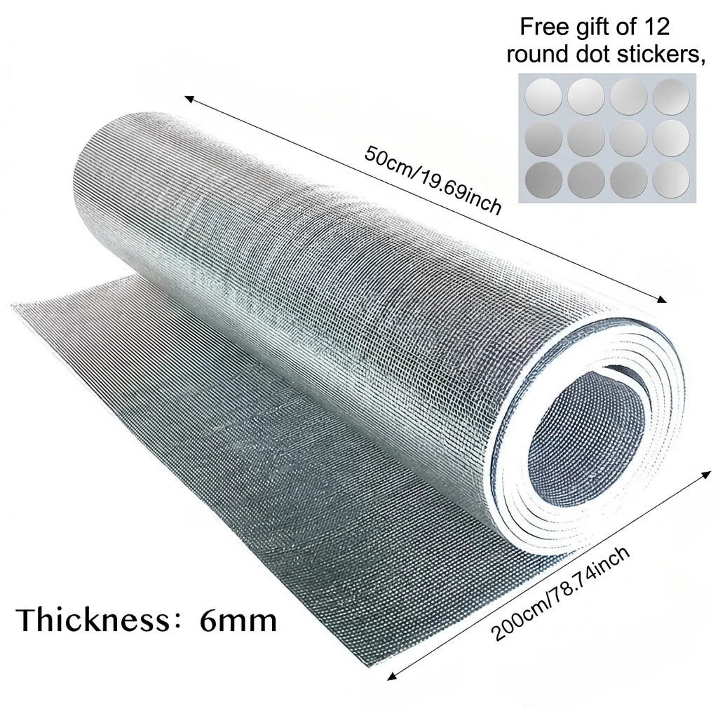 6/9mm Double Sided Aluminum Foil Foam Insulation Roll 50x200cm Heat Reflective Thermal Barrier for Car RV Roof Wall Garage Door