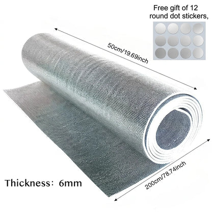 6/9mm Double Sided Aluminum Foil Foam Insulation Roll 50x200cm Heat Reflective Thermal Barrier for Car RV Roof Wall Garage Door