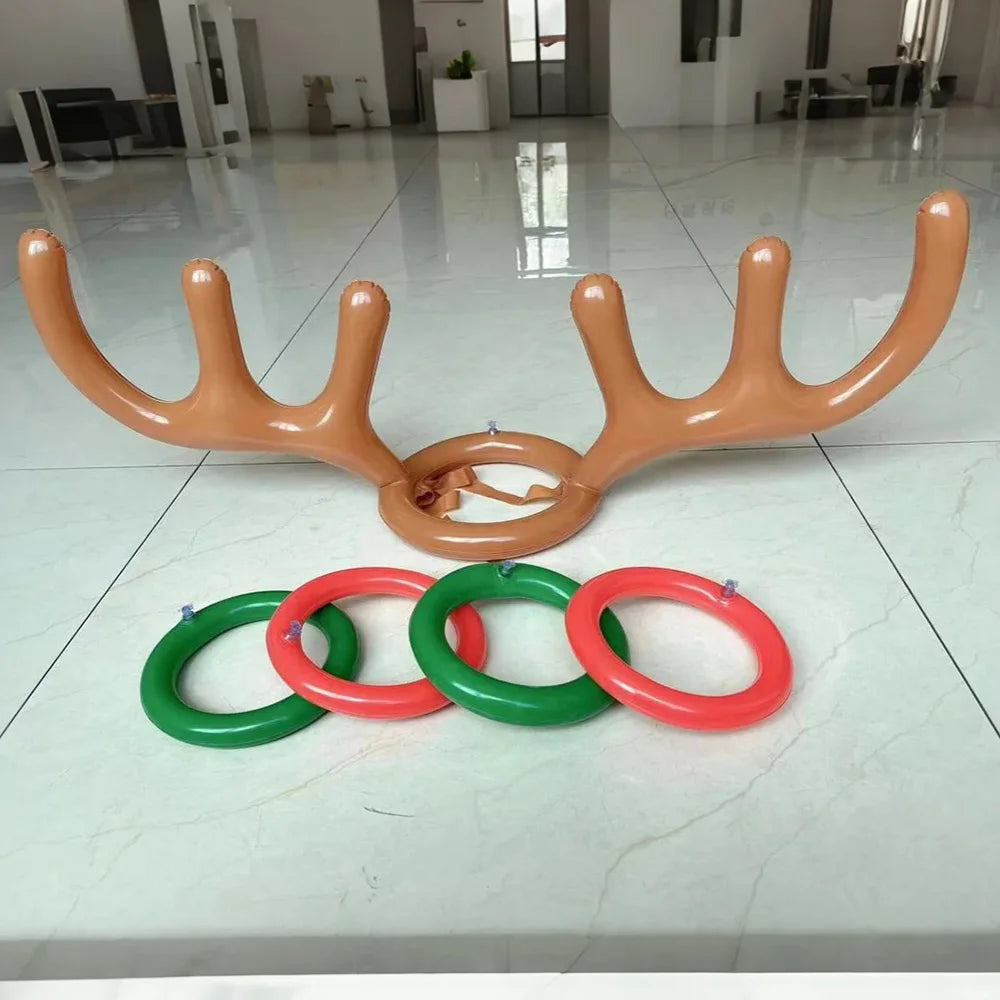 1/2pcs Inflatable Reindeer Antler Ring Toss Party Game Set Christmas Party Games New Year's Eve Birthday Party Decorations