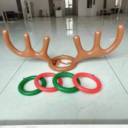 1/2pcs Inflatable Reindeer Antler Ring Toss Party Game Set Christmas Party Games New Year's Eve Birthday Party Decorations