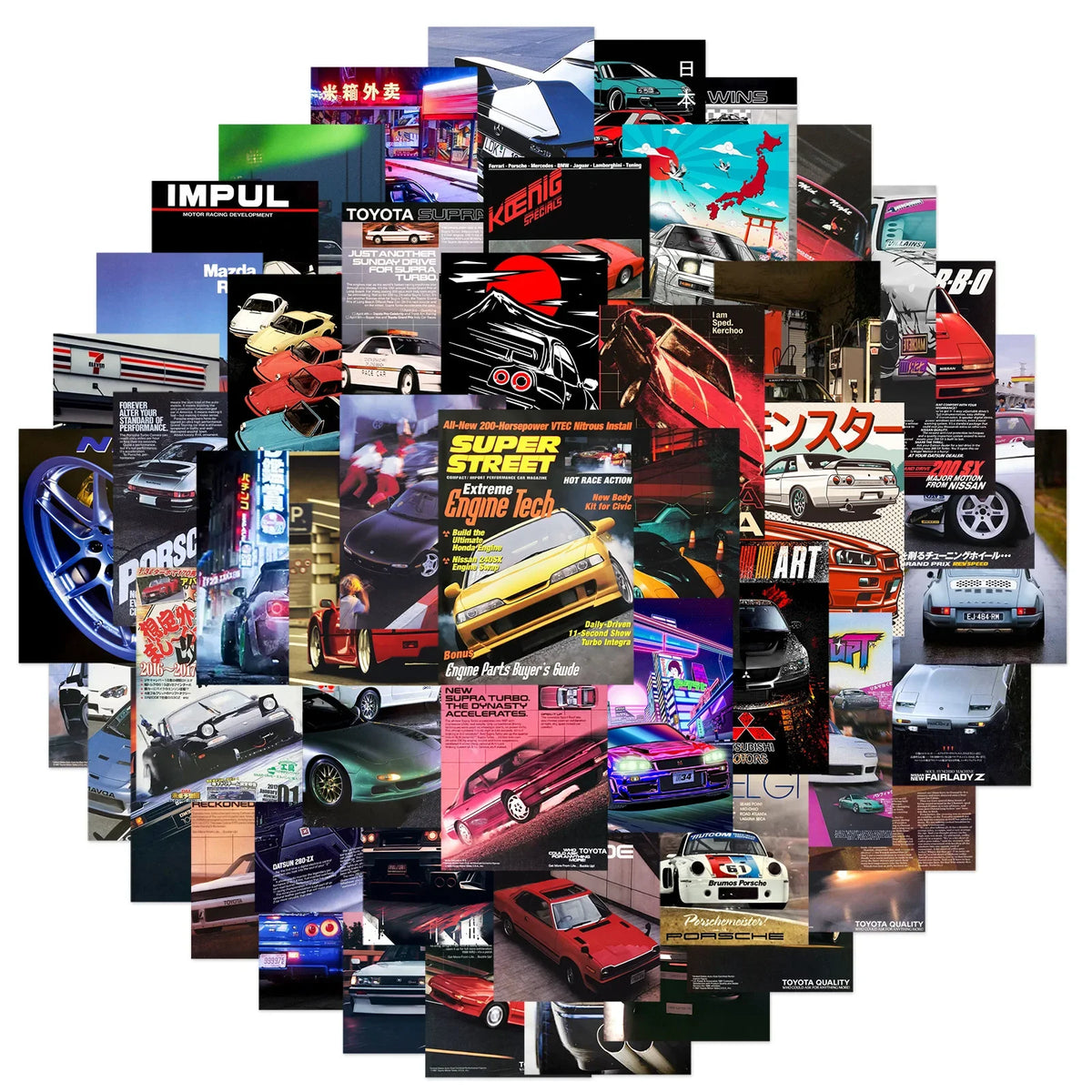 10/30/50PCS New Fashion Cartoon JDM Car Poster DIY Skateboard Laptop Graffiti Cup Waterproof PVC Creative Toy Sticker Wholesale