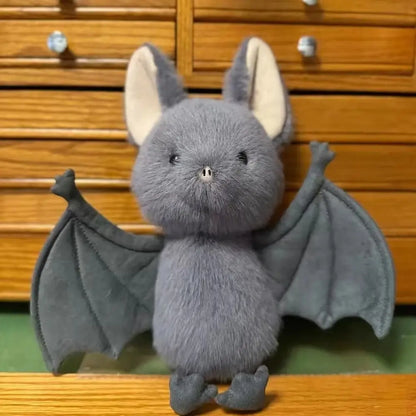 22cm Grey Bat Plush Toy Soft Stuffed Animal Gothic Funny Bat Plushies for Car Interior Home Halloween Party Decoration Gift