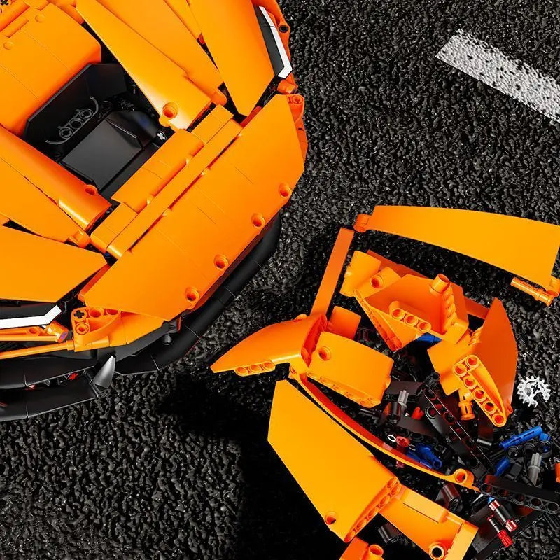 IN STOCK T5051 MOC High Tech 1:6 Orange Sports Car With Motor Building Blocks Bricks Assembling Model Toys Boys Christmas Gift