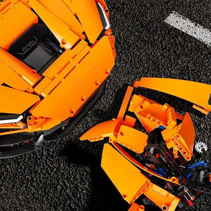 IN STOCK T5051 MOC High Tech 1:6 Orange Sports Car With Motor Building Blocks Bricks Assembling Model Toys Boys Christmas Gift