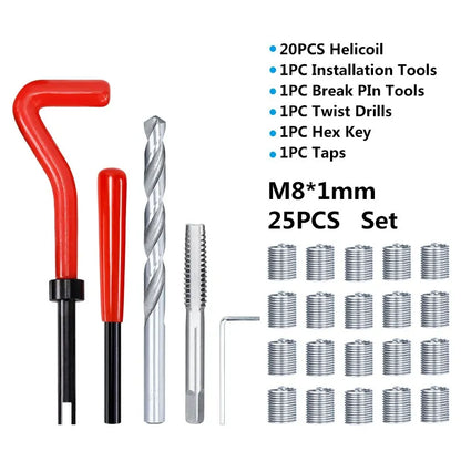XCAN Thread Repair Kit M3 M4 M5 M6 M8 M10 M12 M14  Screw Thread Inserts For Restoring Damaged Threads Repair Tools Drill Bit