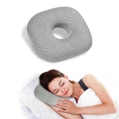 Ear piercing pillow for side sleepers, O-shaped cushion relieves CNH, ear pain, inflammation and pressure sores