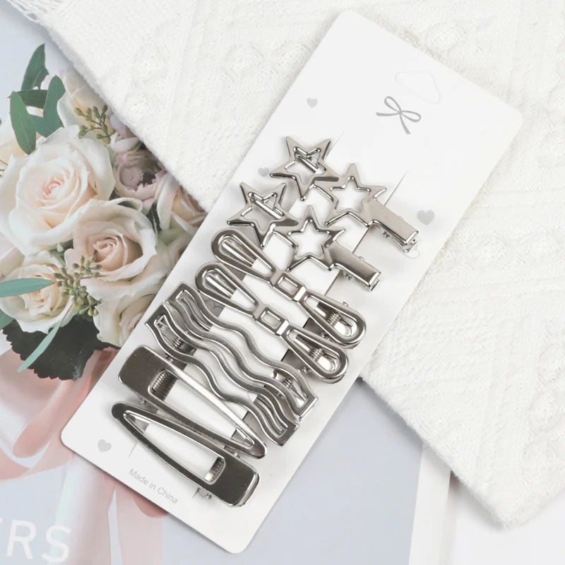 Sliver Color Metal Hair Clips Women Y2K Duckbill Hairpin Personality Headwear Barrettes Hairclip Styling Accessories for Girls