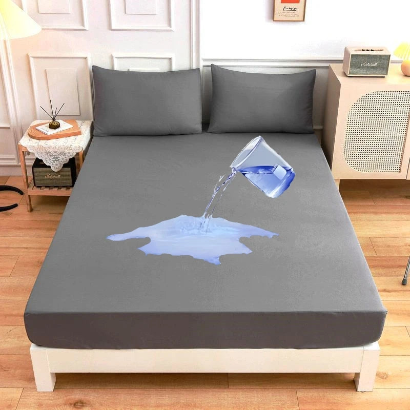 Kuup Safe Waterproof Mattress Protector Soft Comfortable Breathable Solid Color Fitted Bedding Cover No Pillowcases Included