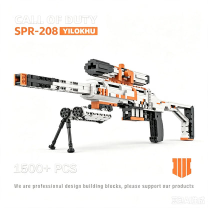1500PCS Technical SPR-208 Shooting Rifle Building Blocks MOC Technical Can Shoot Projectile Shells Assemble Bricks Toy Gift