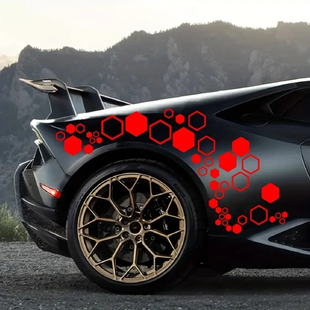 52pcs Honeycomb Auto Vinyl Decals Large and Small Combination Hexagonal Stickers DIY Car Body Cool Styling Open Style Decoration
