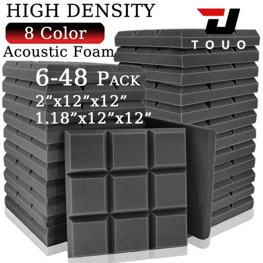 TOUO Studio Acoustic Foam 6 12 24pc High Density Soundproof Foam Wall Soundproofing Bedroom Acoustic Treatment Home Accessories