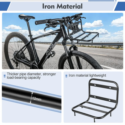 NEWBOLER Bicycle Front Rack Iron Material Multi-Functional Bike Front Rack MTB Road Bike Bag Rack Outdoor Cycling Accessories
