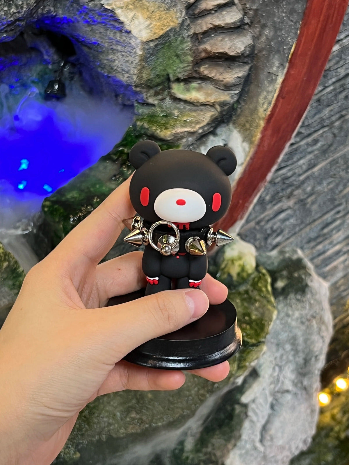 Kawaii Gloomy Bear Mori Chack Figure Goth Punk Spiked Collar Bloody Bear Statue Pink Black Desktop Decor Ornament Car Gift Y2K