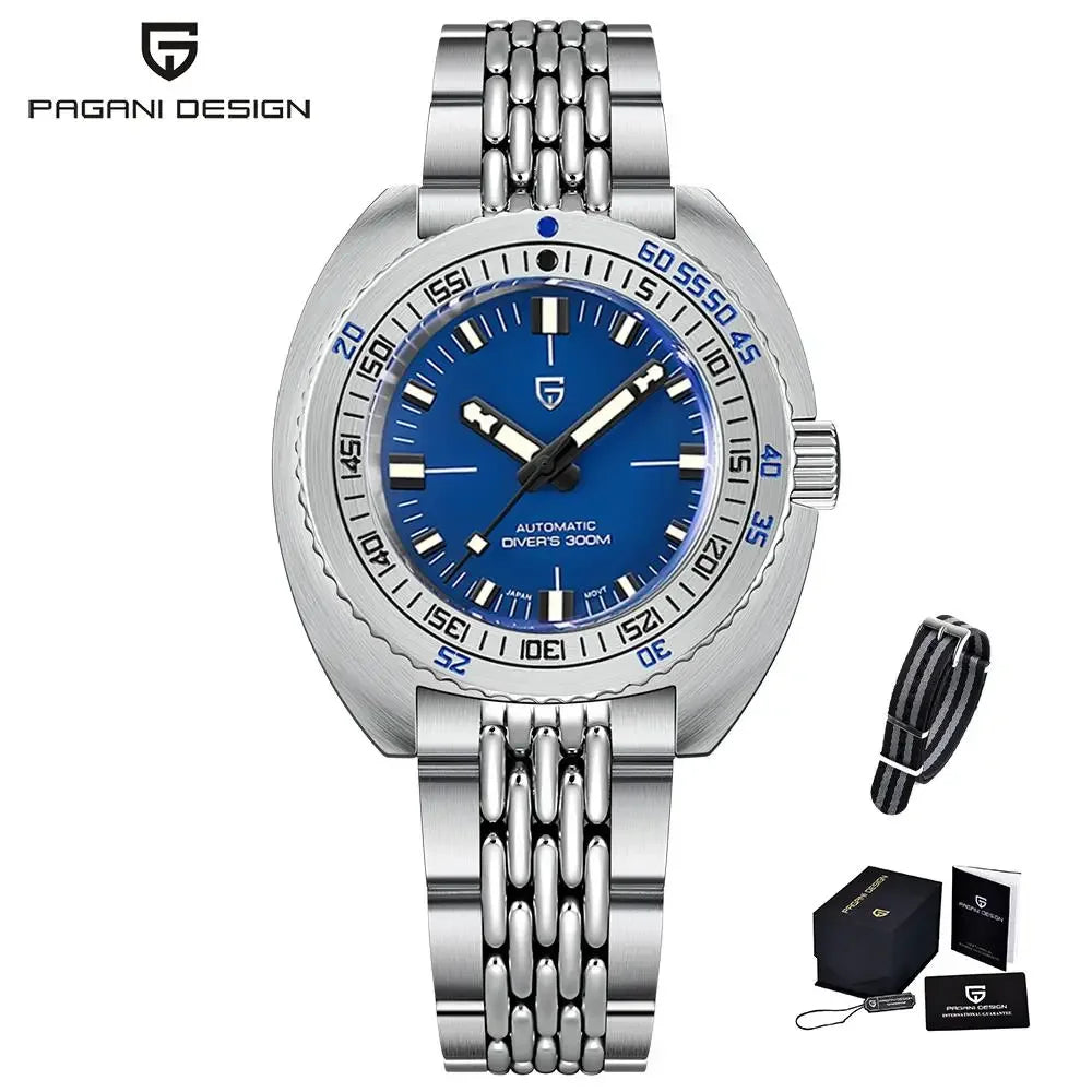 PAGANI DESIGN New Men's Automatic Mechanical Divers Watches 8215 Sapphire Stainless Steel 300m Waterproof AR Watch for Men