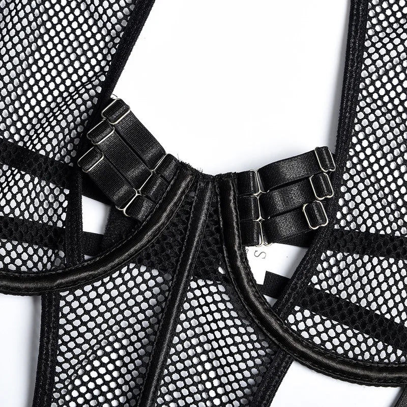 Erotic Exotic Costumes womens Sexy Mesh Perspective Bodysuit Bandages Erotic Apparel Porn Sex Costumes SissyTeddy Outfit