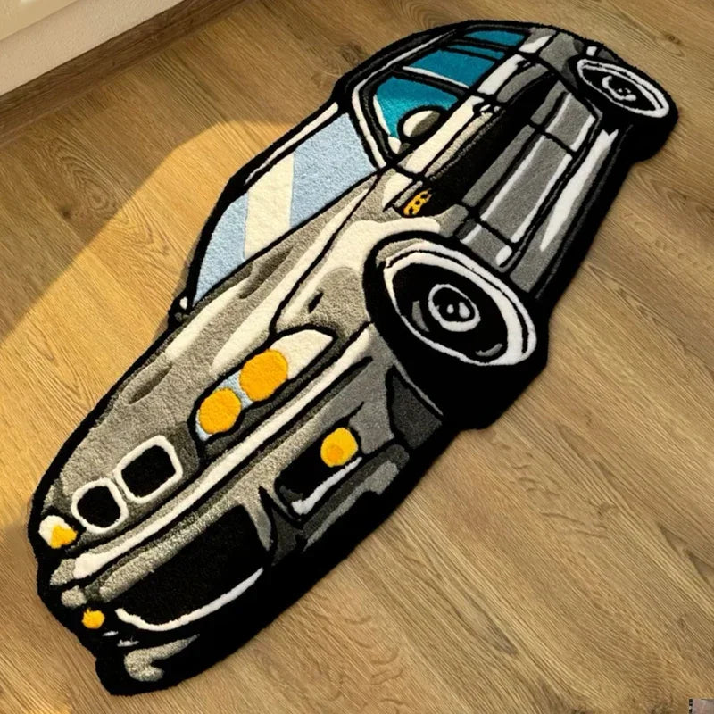 VIKAMA Car BMW M3 Supra Themed Rug Boys Room Soft Plush Floor Mat Bedroom Play Mat Kids Gift