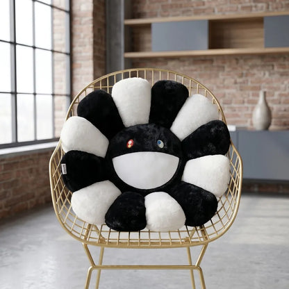 Kawaii Sunflower Stuffed Cushion Doll Flower Cute Smile Rainbow Sunflower Decorative Pillow Plush Toy Office Back Cushion Gift
