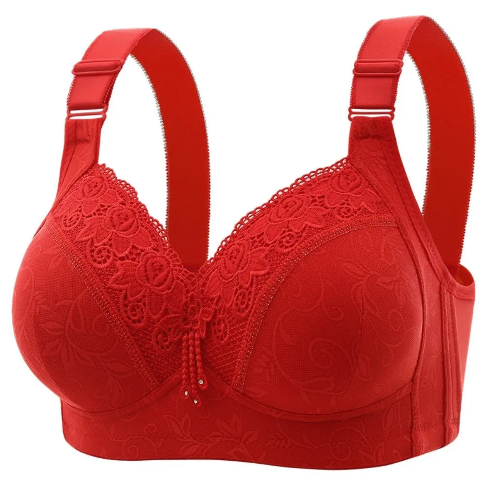 Plus Large Size Elderly Mothers Lace Bra Close-fitting Gathering Anti Sagging Lace Women's Underwear Lingerie Shockproof