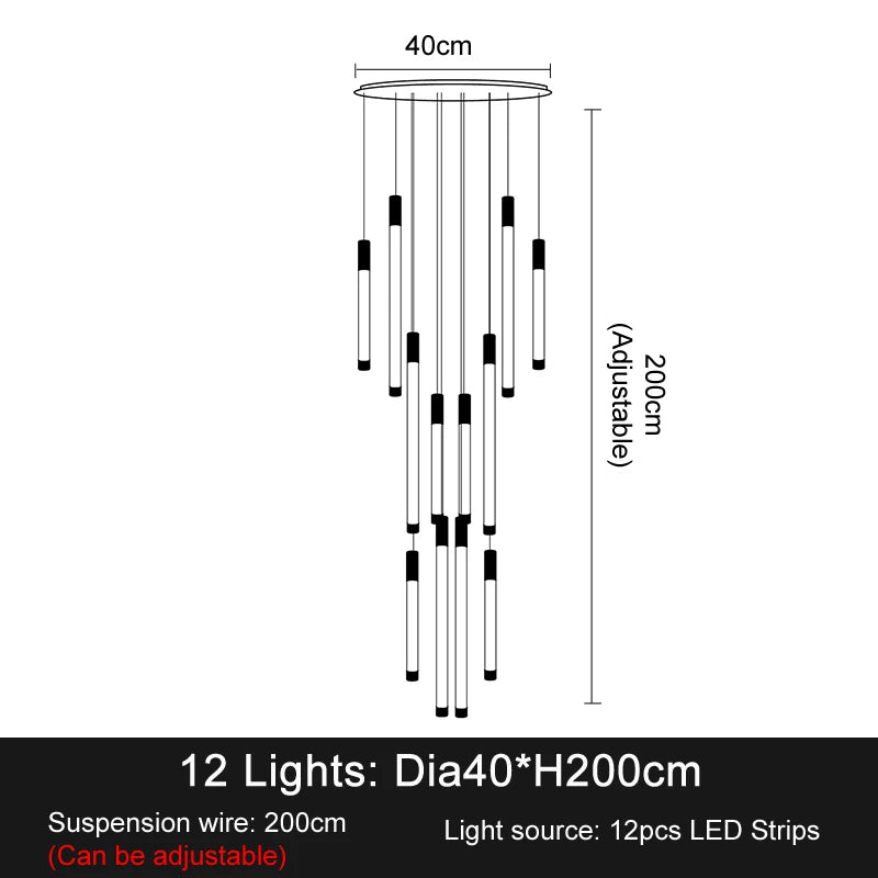Modern Staircase LED Chandeliers Luxury Living Room Lighting Duplex Attic Home Decoration Restaurant Bright Ceiling Chandeliers